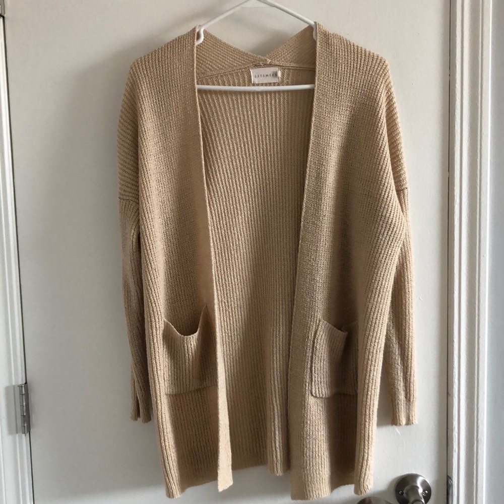 Dreamers open front beige cardigan